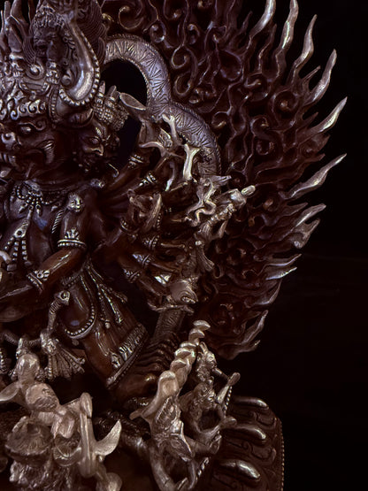 Yamantaka Buddha Statue 30cm / 11.8" Hand-Carved Copper Silver-Gilt – Vajrabhairava Botree Arts Heritage Collection