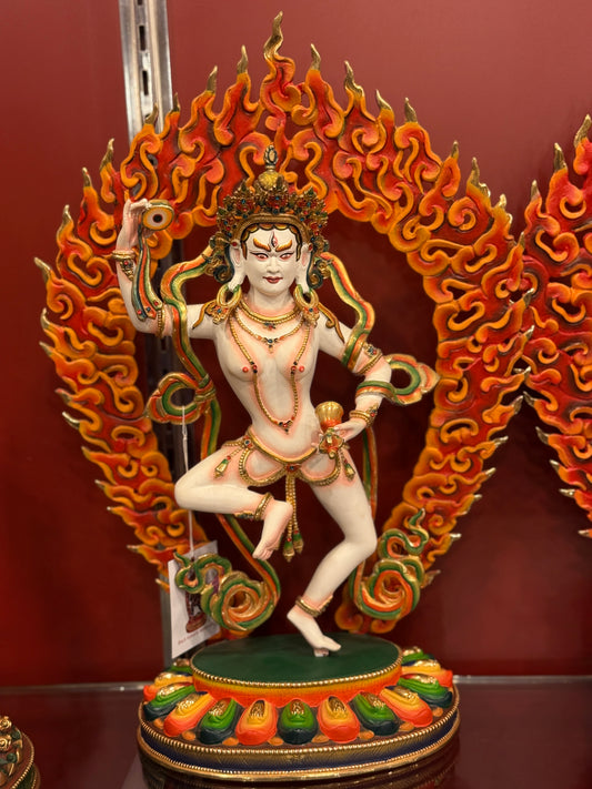 Machig Labdron Buddha Statue 40cm / 15.7" Hand-Carved Copper Painted & Gilded – Chöd Tradition Founder Masterwork Botree Arts Nepal | Bo Tree Arts
