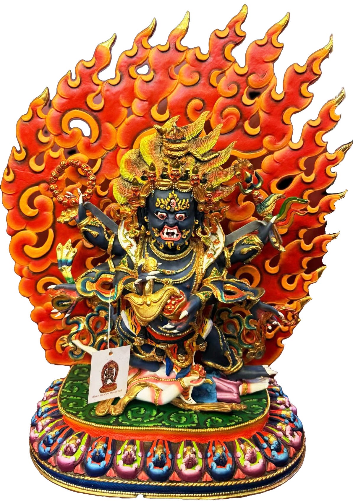 48cm Six-Armed Black Mahakala Bronze Statue – Nepalese Tibetan Buddhist Dharma Protector Deity, Handmade Shakyamuni Hall Ornament | Bo Tree Arts