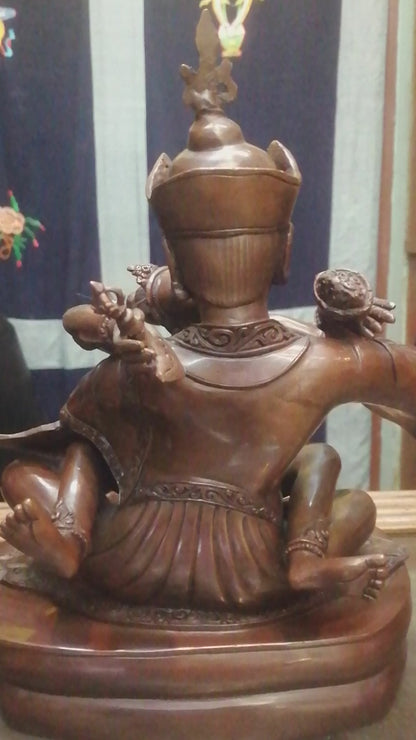 Guru Rinpoche Yab-Yum Guru Rinpoche Padmasambhava Hand-Carved Pure Copper Statue 26cm / 10.2" – Exquisite Himalayan Art Nepal