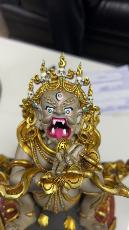 Vajravega Ritual Censer 33cm / 13" Hand-Carved Copper Gilded & Painted – Wisdom King Incense Burner Heritage Collection Nepal