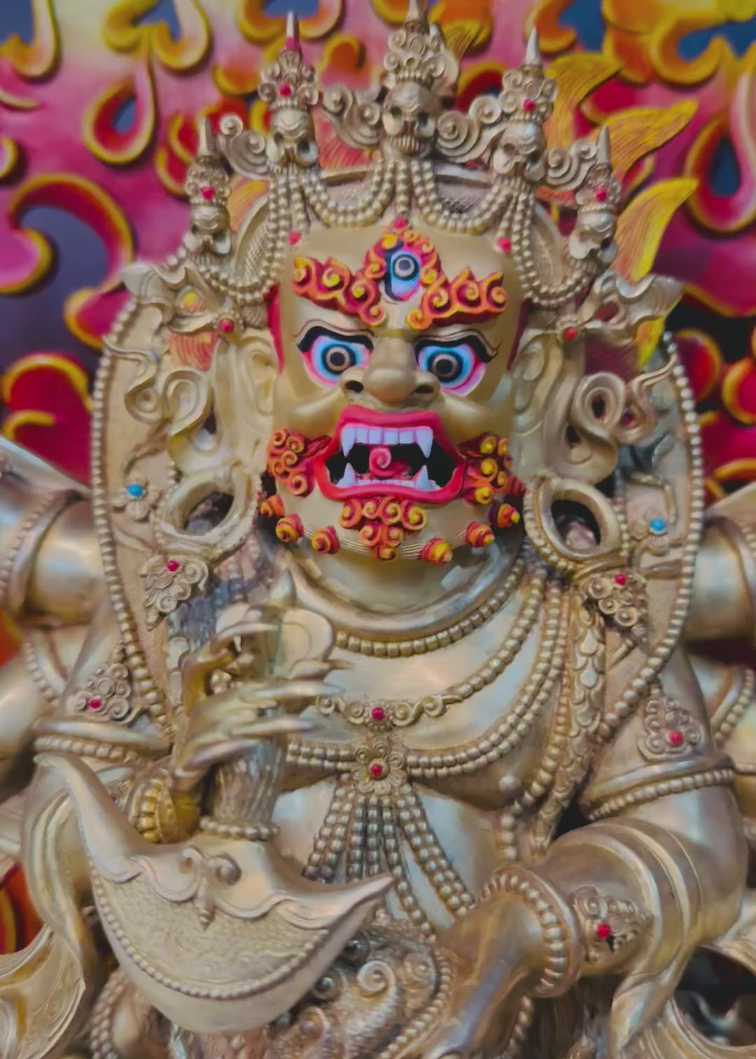 Six-Armed Mahakala Buddha Statue 35cm / 13.8" Hand-Carved Copper Gilded – Dharma Protector Masterwork Botree Arts Nepal | Bo Tree Arts